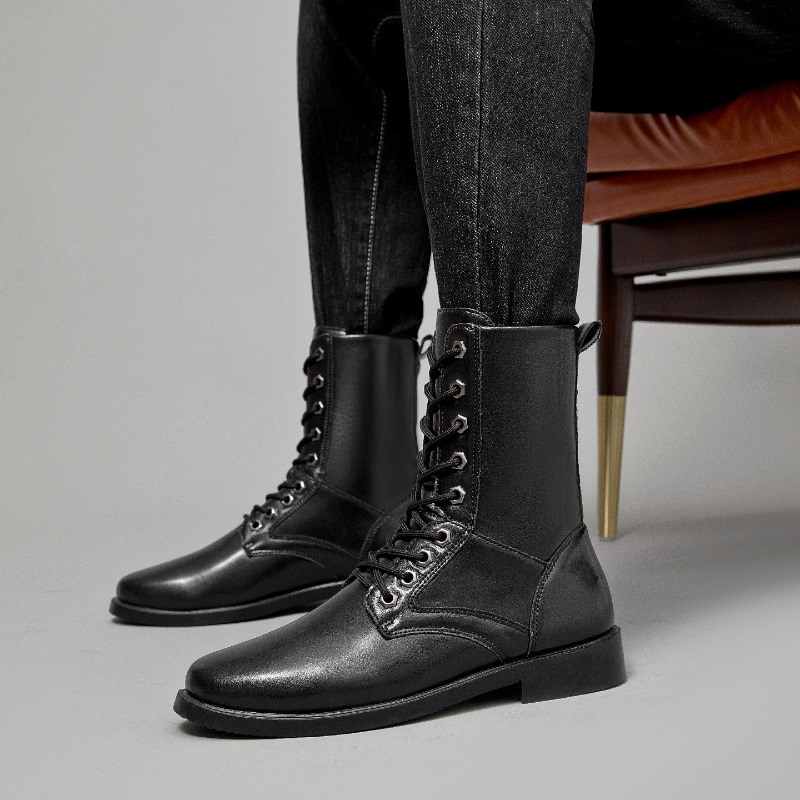 Leatherwork Boots - Yüksek bilekli deri botlar açık hava