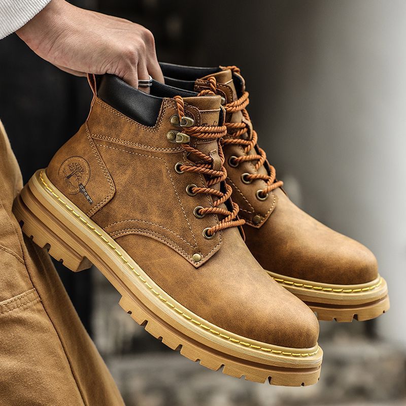 Leatherwork Boots - Moda erkek botları bahar rahat platformu