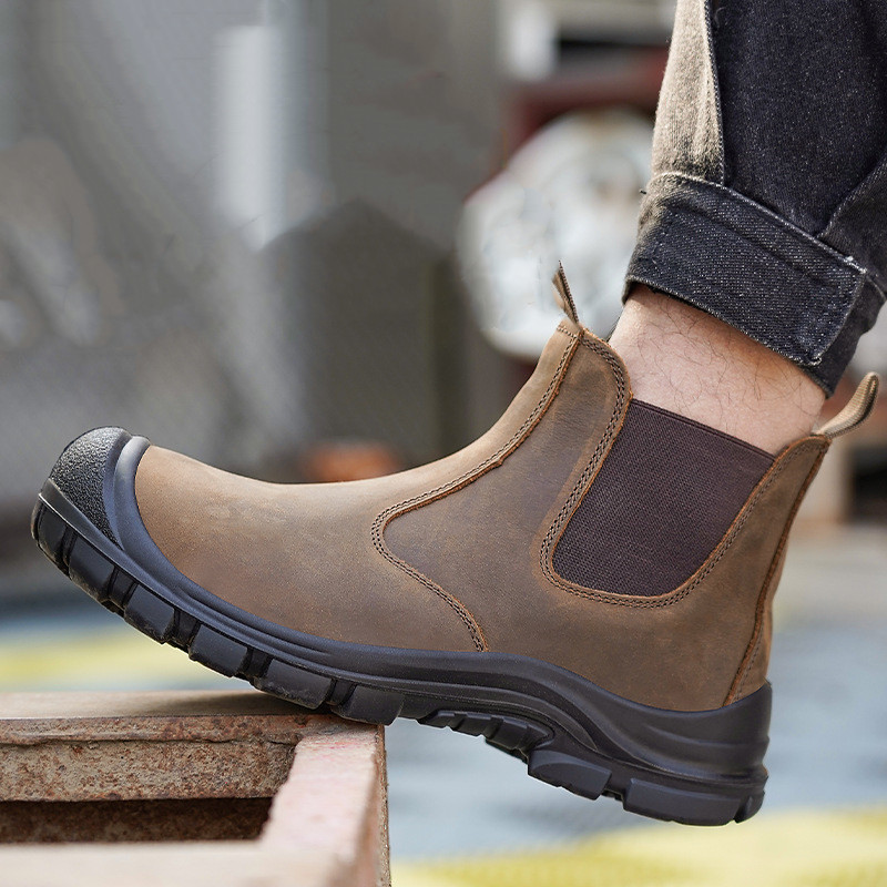 Leatherwork Boots - Büyük boy erkek moda çelik burunlu
