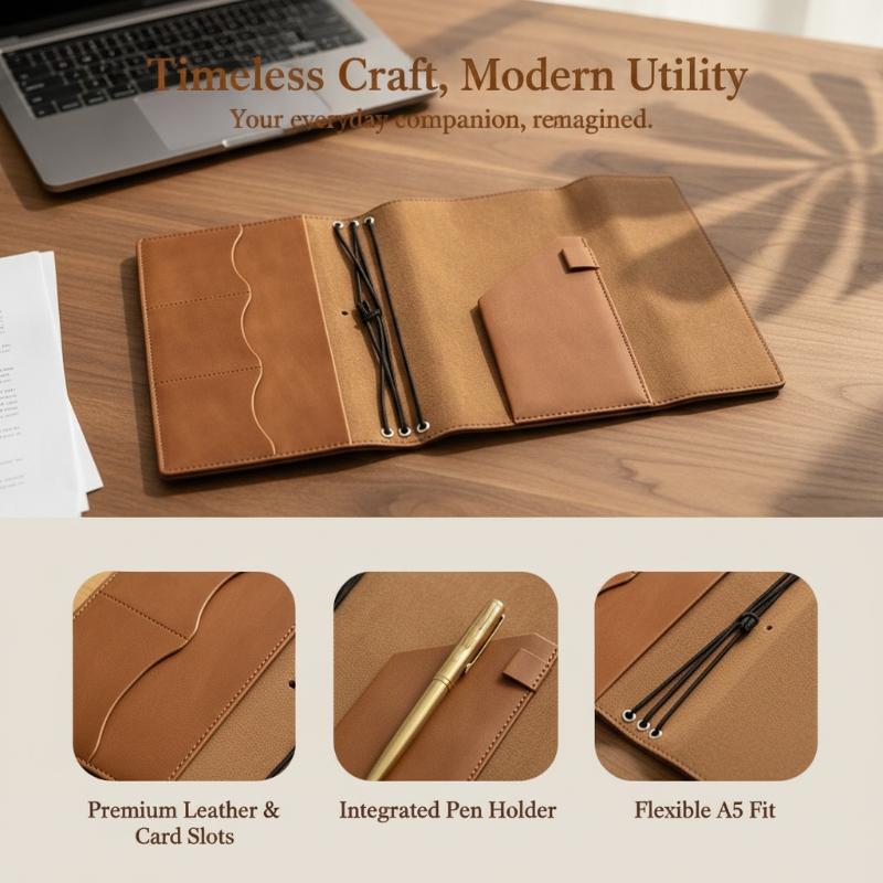 Leather Work Organiser - Yeniden Doldurulabilir Crazy Horse Deri Ciltli
